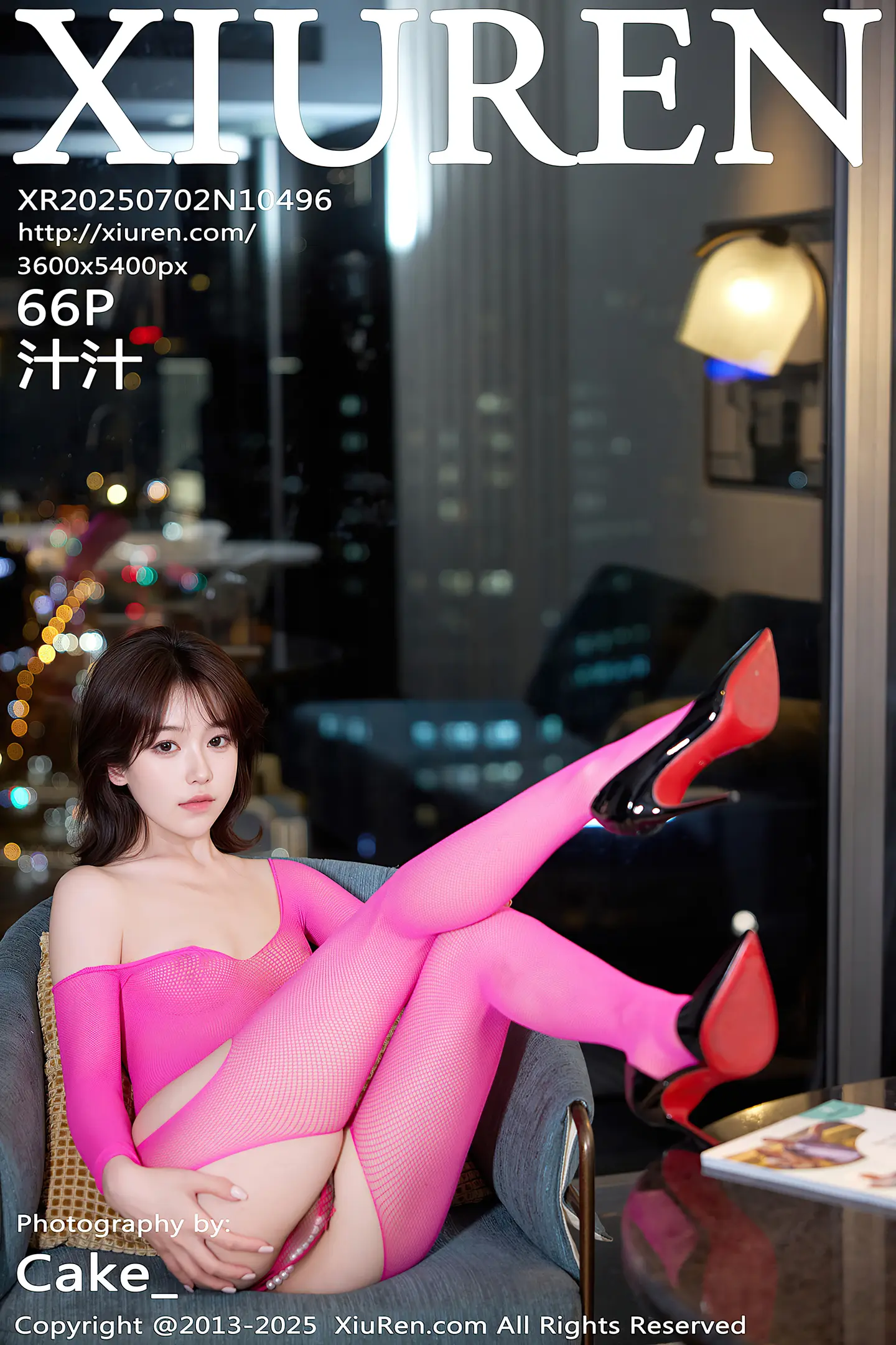 [XiuRen秀人网] VOL.10496_模特汁汁性感玫红色连体渔网丝袜露情趣内衣秀惹火身材诱惑写真66P-秀人网官方网站